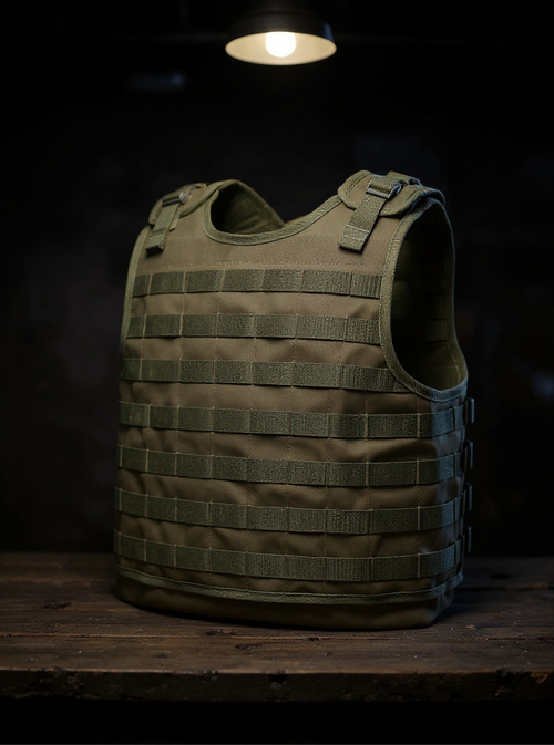 Chaleco tactico de seguridad corporal con sistema molle color negro, verde, ocre y multican