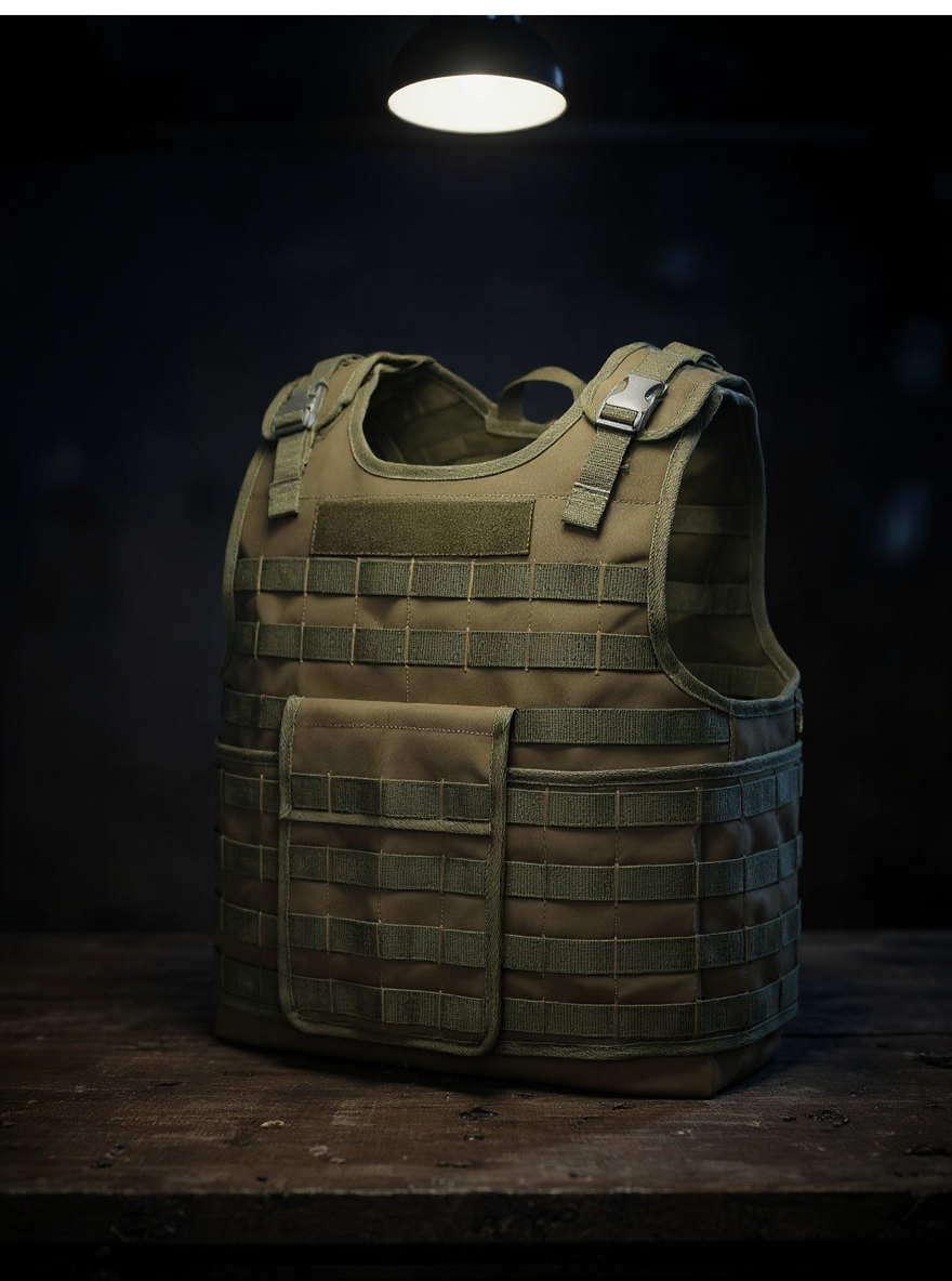 Chaleco tactico de seguridad corporal con sistema molle color negro, verde, ocre y multican